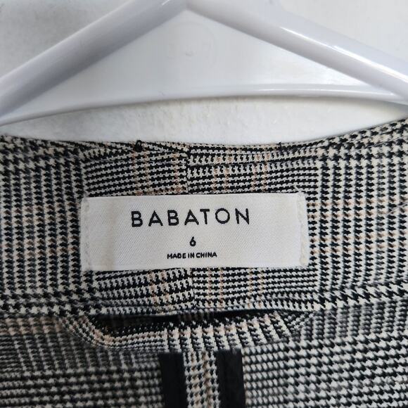 Babaton Aritzia Power Blazer 3/4 Plaid Grey Open Jacket Sz 6 Office Preppy - Picture 3 of 9